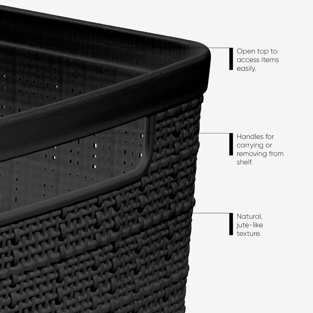 Curver Set of 2 XL 30.5L Jute Decorative Plastic Organization and Storage Bas...