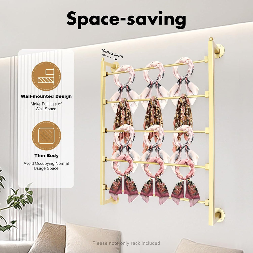 5 Tier Wall Mounted Tie Rack Scarf Display Stand Belt Pants Hangers Scarves H...