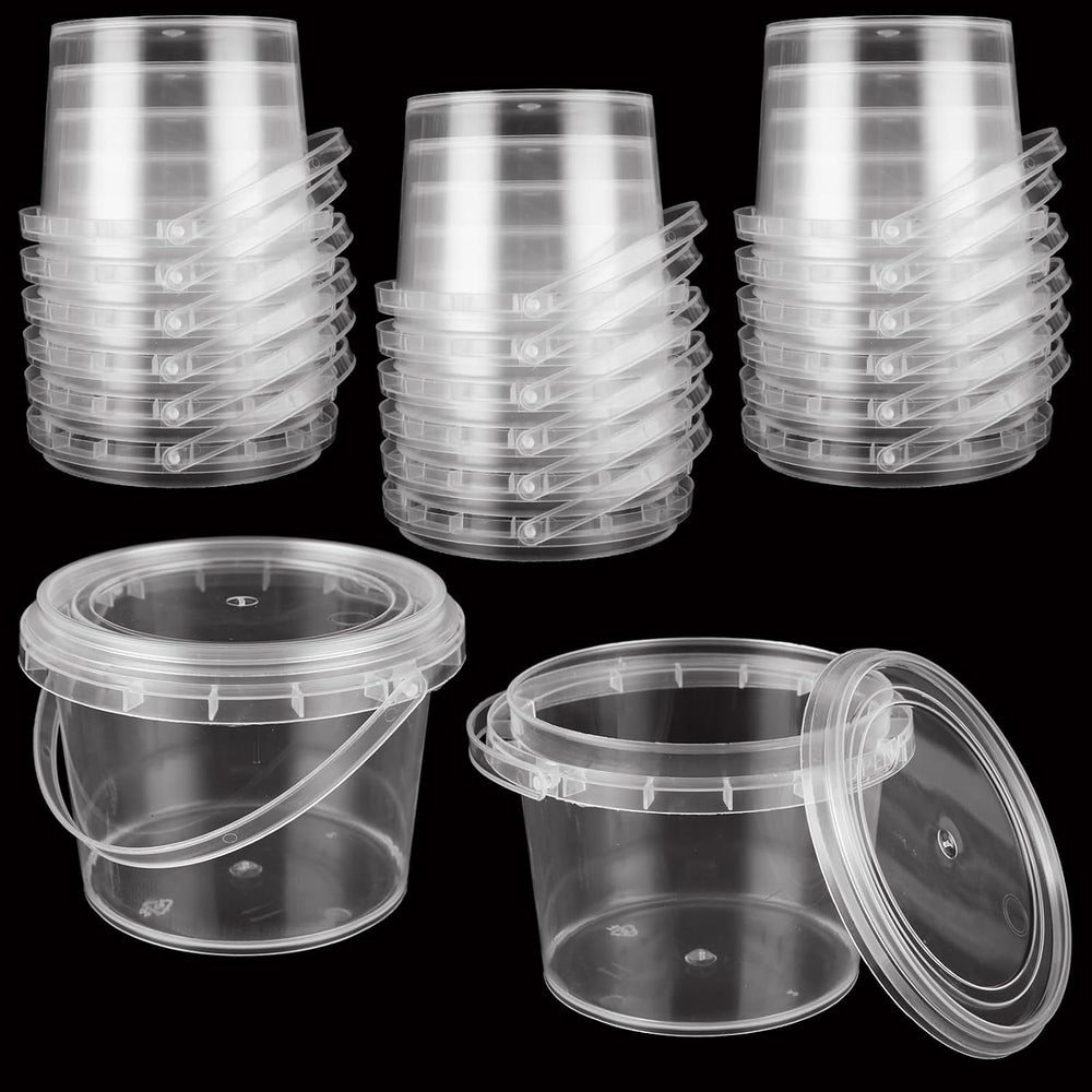 80 PCS 10 oz Slime Containers with Lids and Handles, 300ml Plastic Storage Bu...