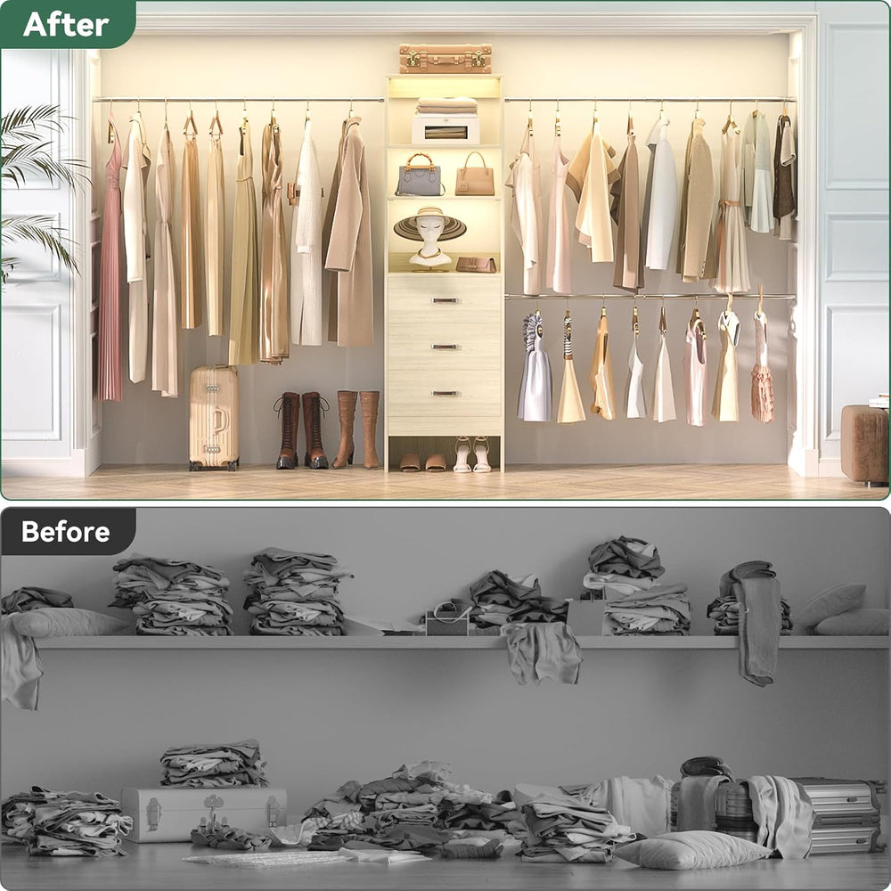Besiost 96'' Closet Organizer System with 3 Hanging Rods, 8FT Closet ...