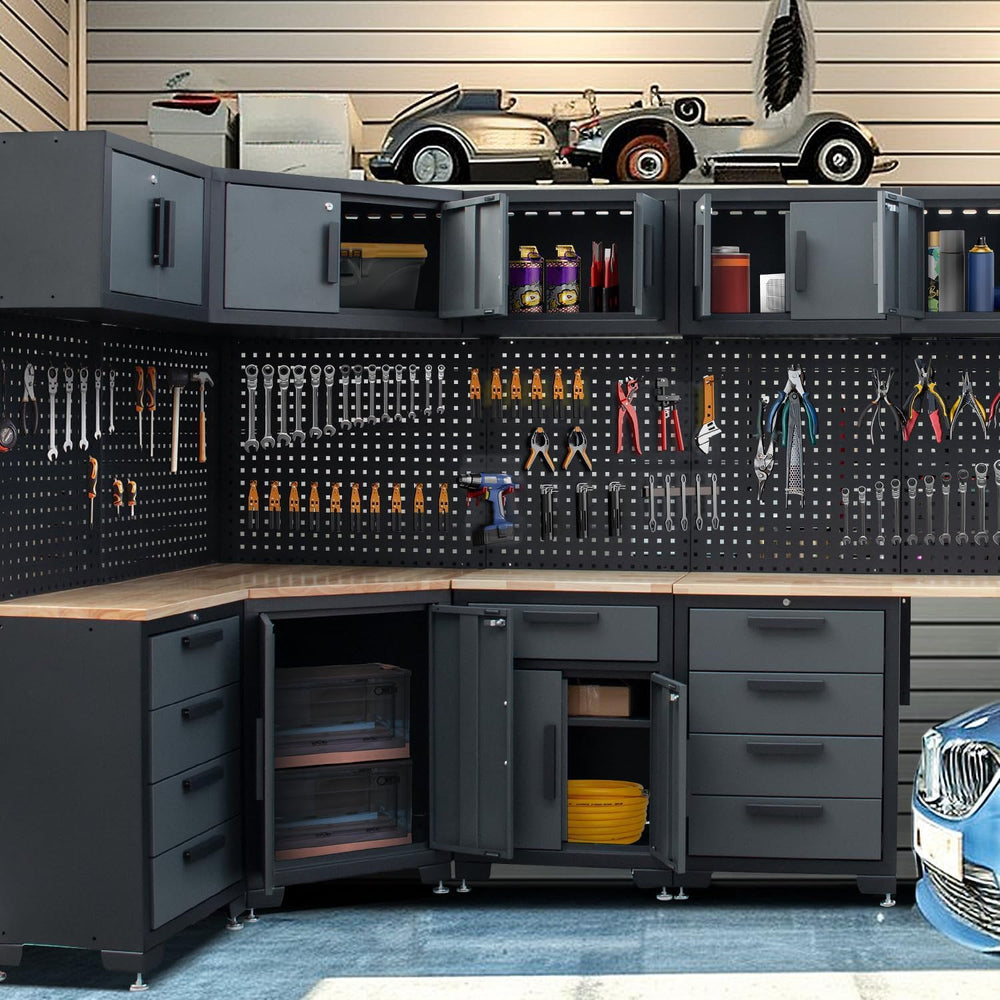 15PCS Corner Garage Storage Cabinet System
