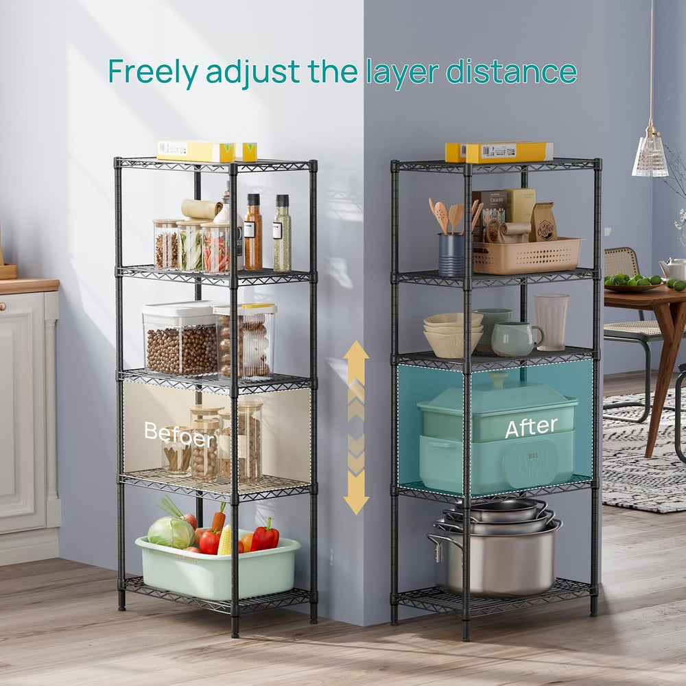 5 Metal Shelves Wire Shelving Storage Shelf Adjustable Unit Pantry