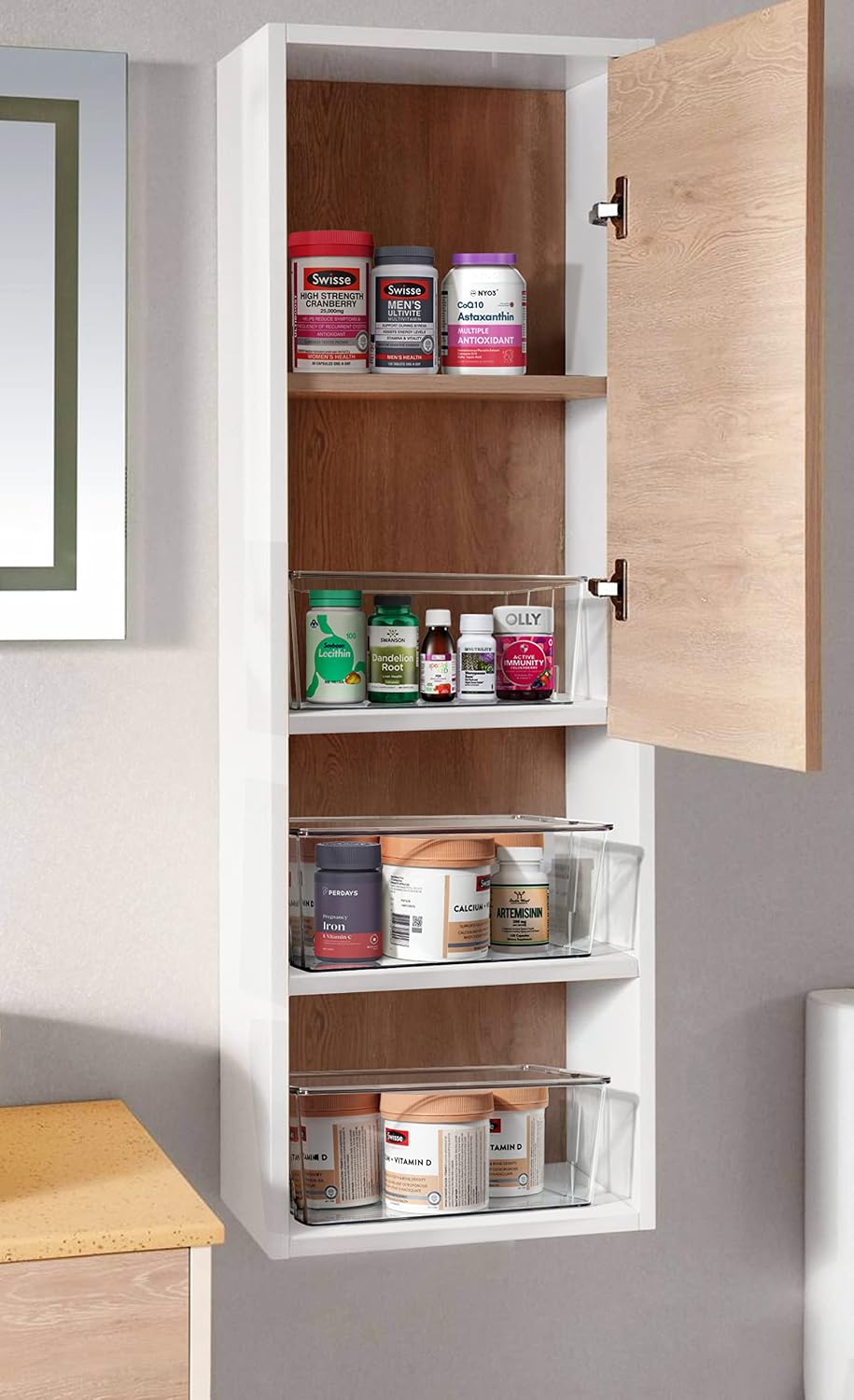 Hudgan Clear Plastic Storage Organizer Bins with Acrylic Lids for Home Office...