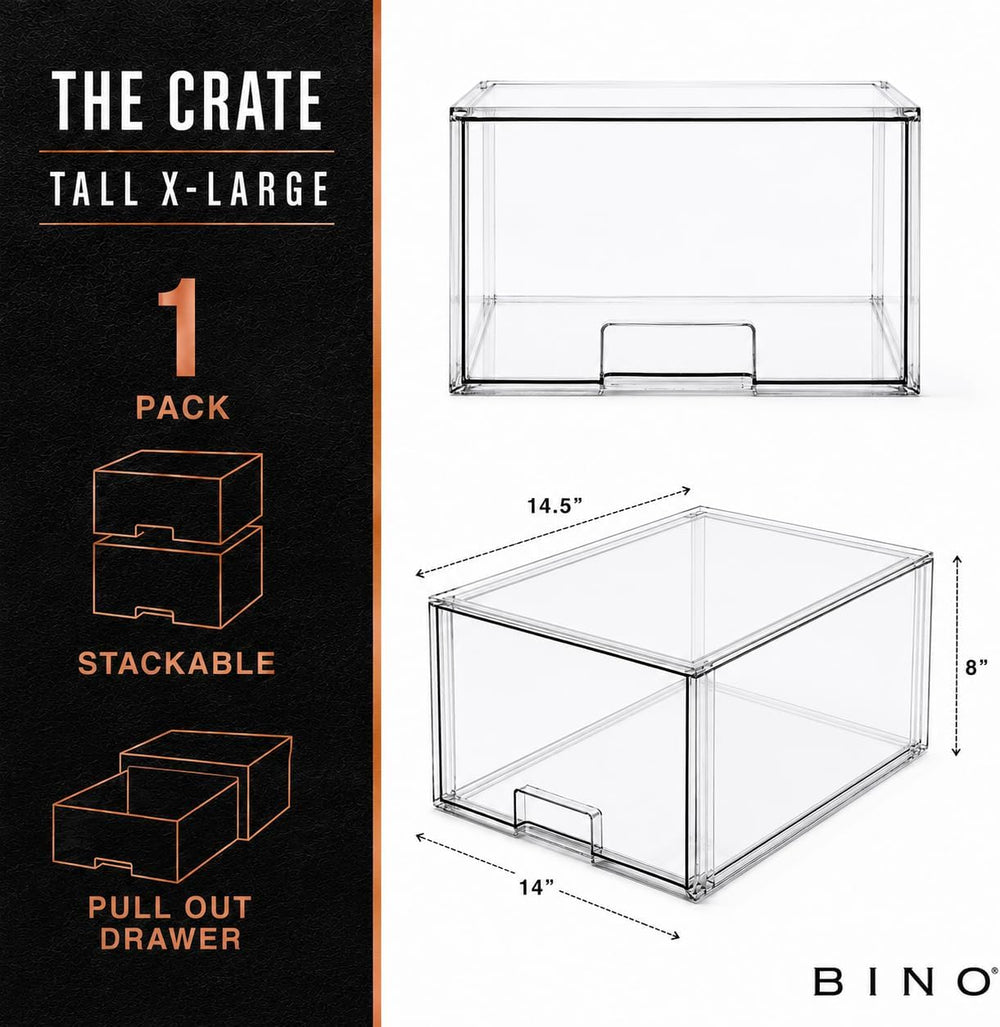 BINO | Stackable Storage Drawers, Tall X-Large - Clear | THE CRATE COLLECTION...