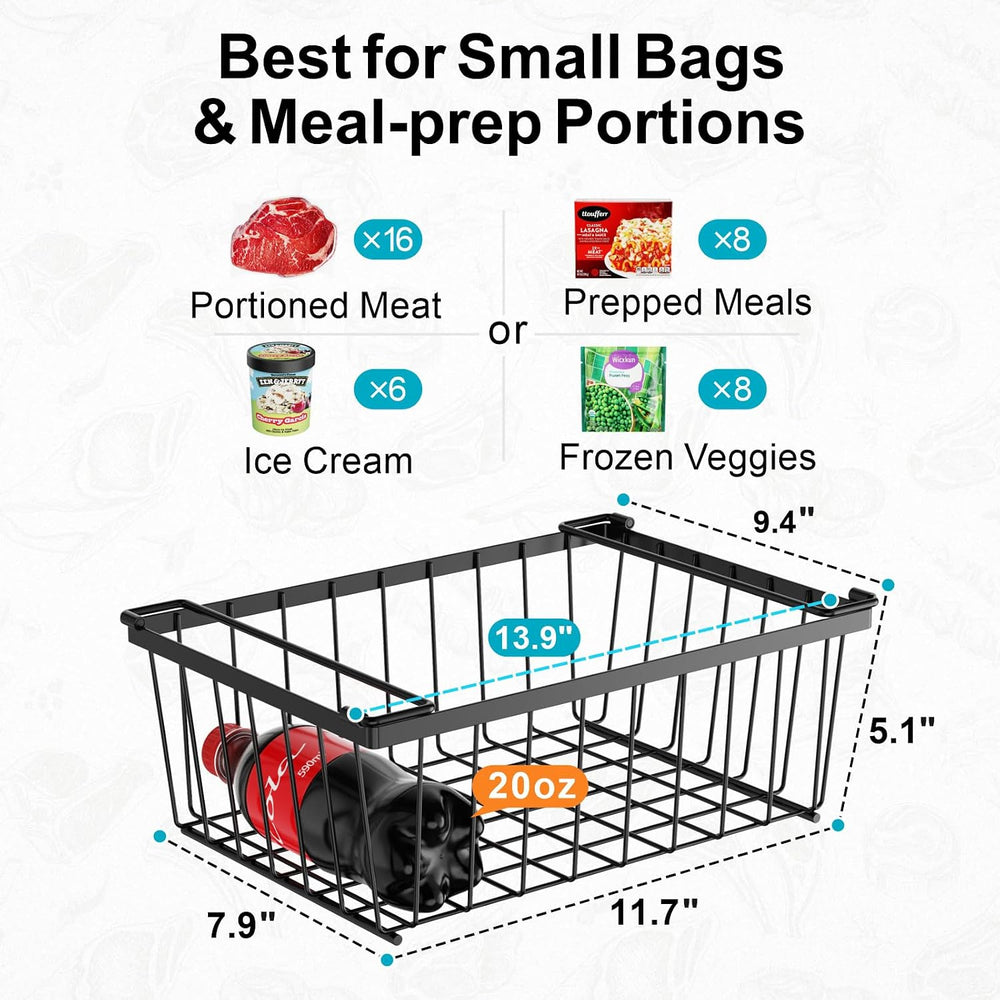 Deep Freezer Organizer Bins - Storage Baskets for 5 Cu.Ft, 8 Pack
