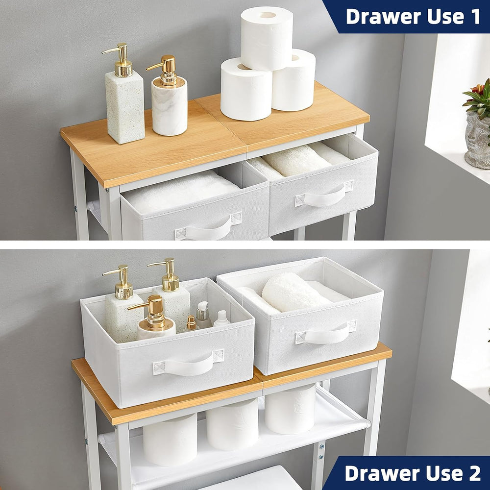MOHOPE 2-Tier Over The Toilet Storage with 2 Fabric Drawers, Freestanding Abo...