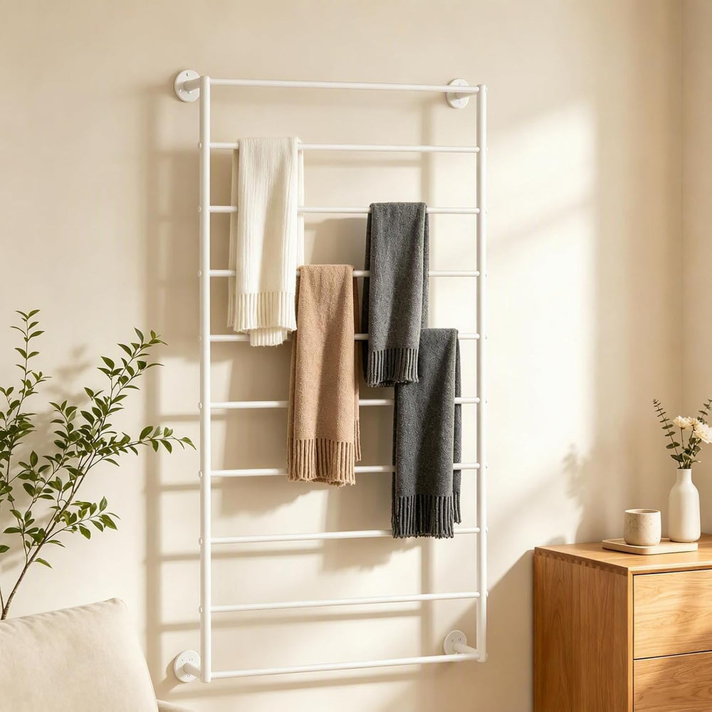 10 Tier Wall Mounted Rack,Scarf Display Stand,Belt Pants Hangers Scarves Hija...