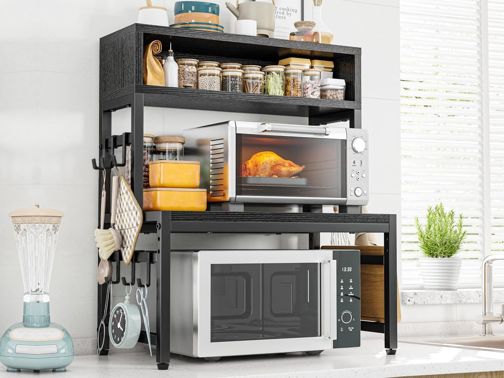 EnHomee 4-Tier Microwave Stand Countertop, Microwave Shelf With Storage