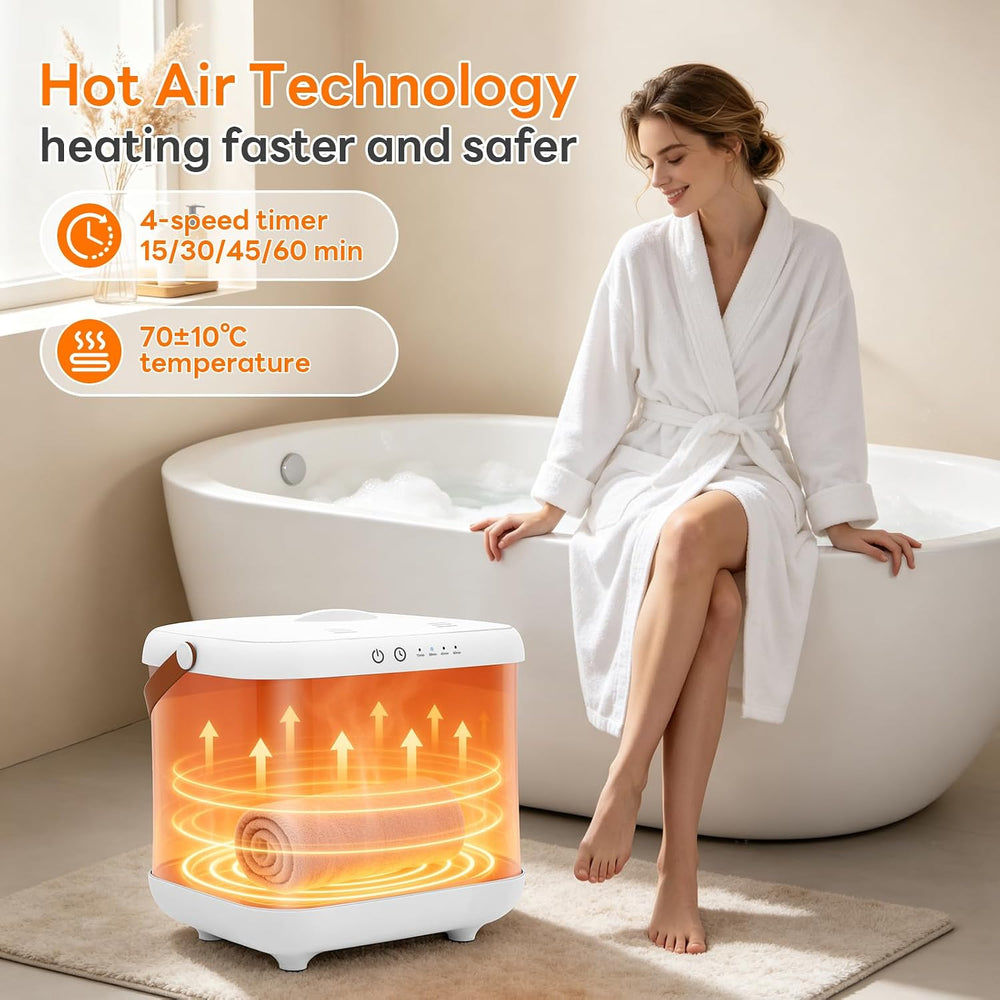 Towel Warmer, 35L Foldable Heated Towel Warmer Bucket for Bathroom, 4 Timer S...