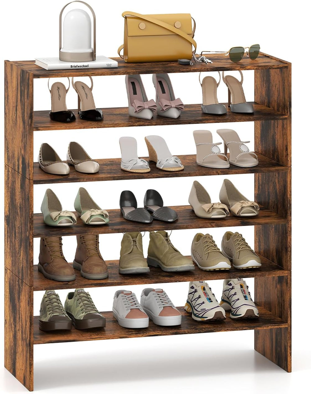 LDAILY 6-Tier Shoe Rack, Freestanding Stackable Shoe Organizer for 18 Pairs, ...