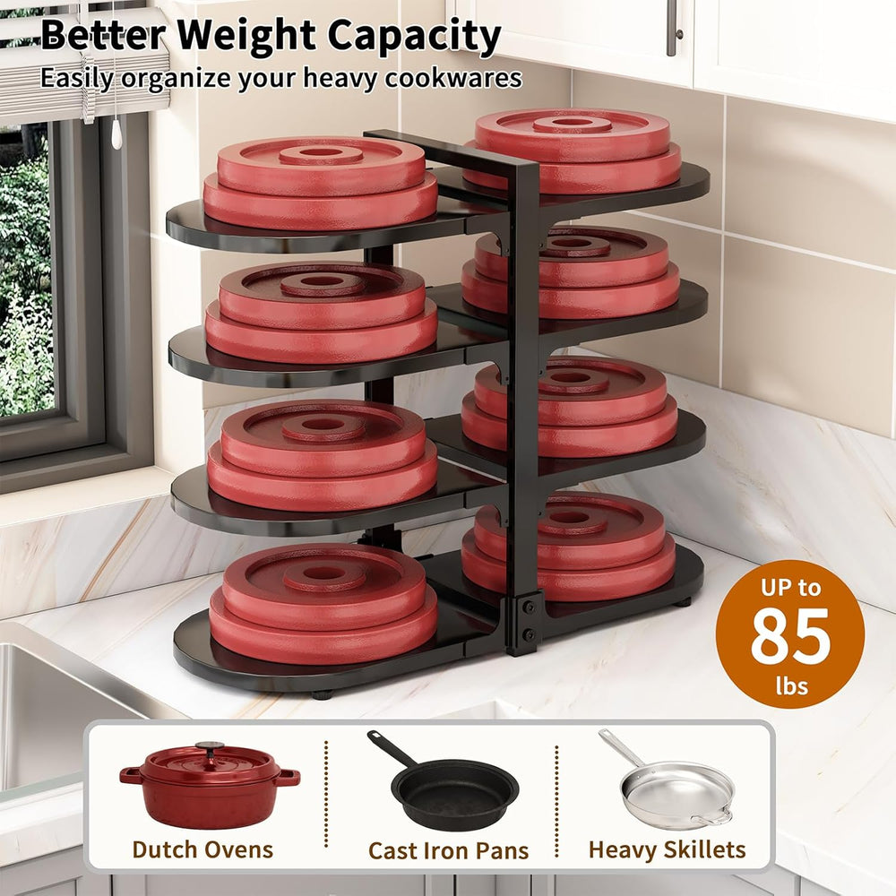 Adjustable Heavy Duty Pots and Pans Organizer Under Cabinet, 8-Tier Pot and P...