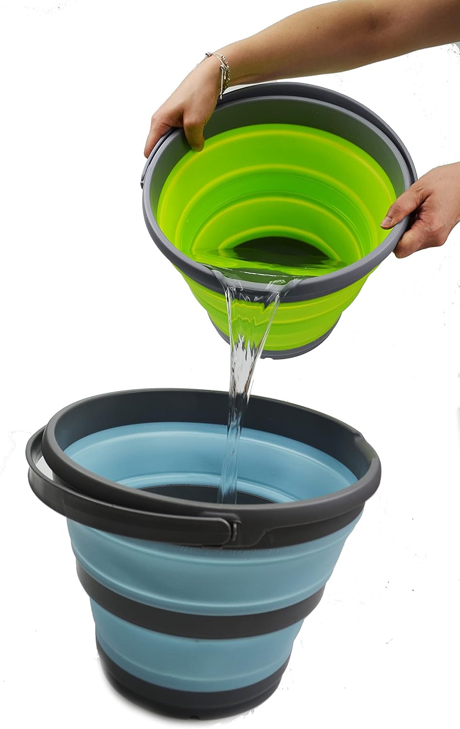 SAMMART 10L (2.6 Gallon) Collapsible Plastic Bucket - Foldable Round Tub - Po...