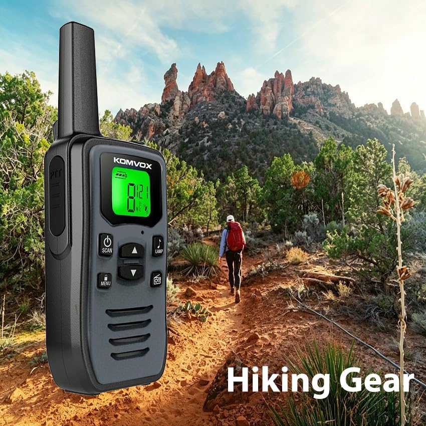 Gray Rechargeable Walkie Talkies for Adults, Long Range 36 Channels FRS Two W...