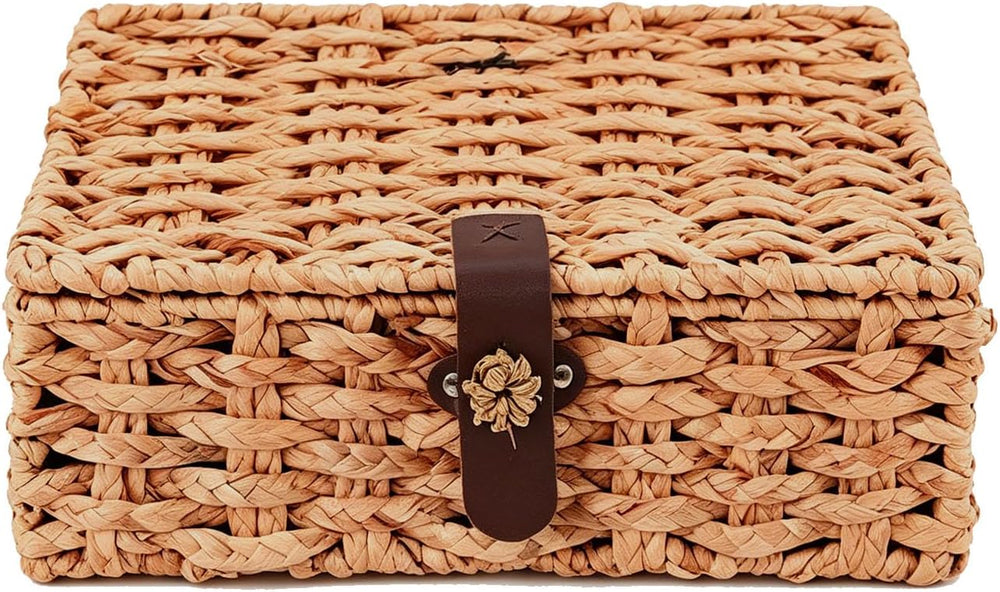 Water Hyacinth Wicker Storage Box with Lid (Large)