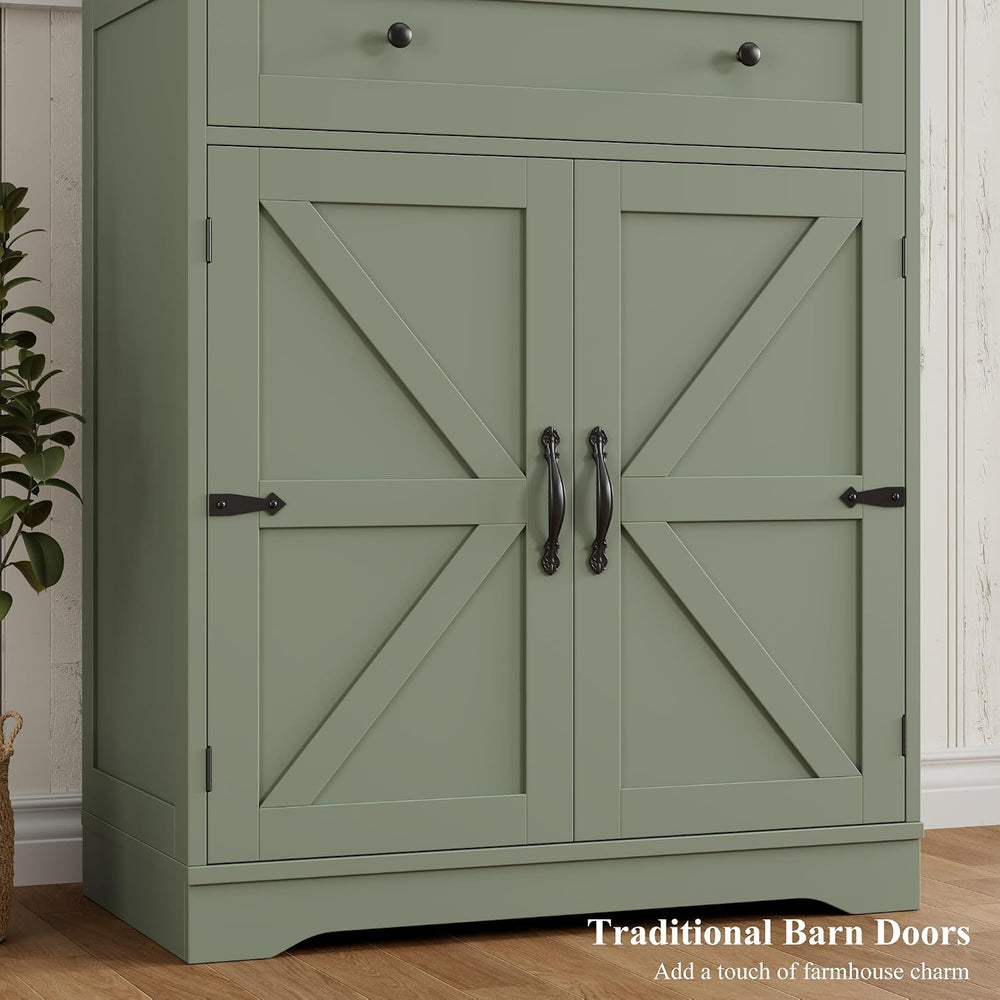 HOSTACK 71" Kitchen Pantry Storage Cabinet, Farmhouse Pantry Cabinet, Green