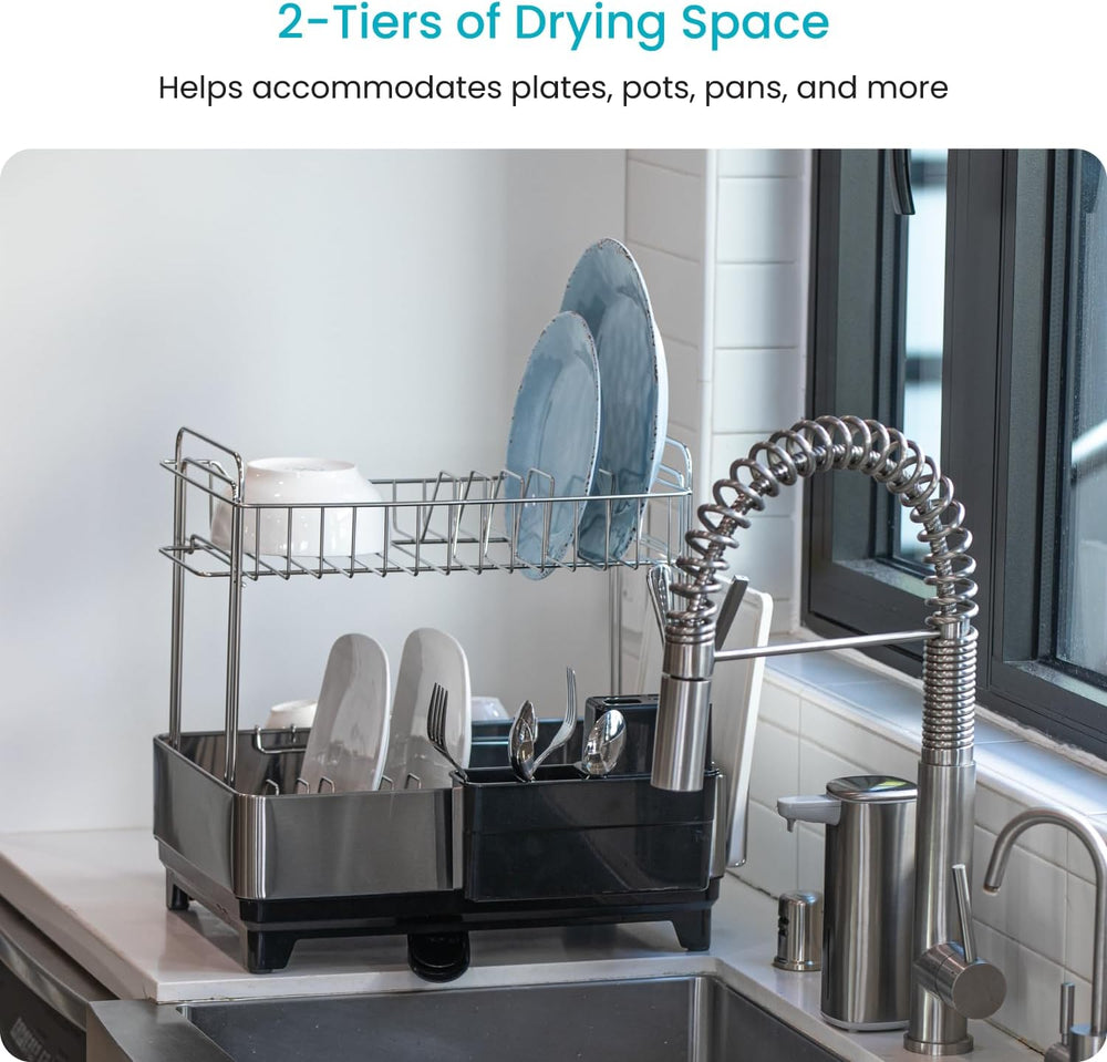 Home Zone Living Dish Drying Rack for Kitchen Counter with 2-Tiers