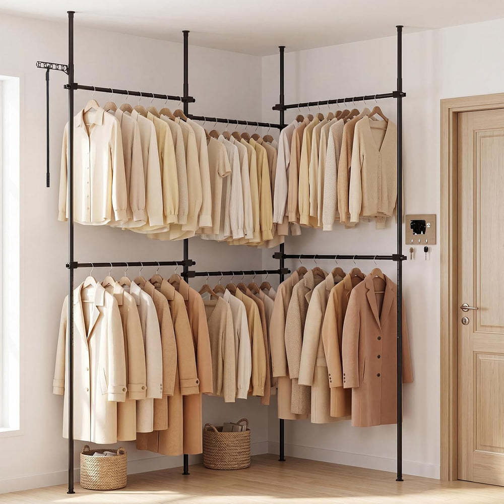 GIANTEX Floor to Ceiling Clothes Rack, Heavy Duty Garment Rack Adjustable