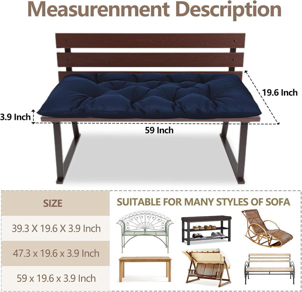 Yddsky 59 inch Waterproof Indoor/Outdoor Garden Bench Seat Cushions,Thicken P...