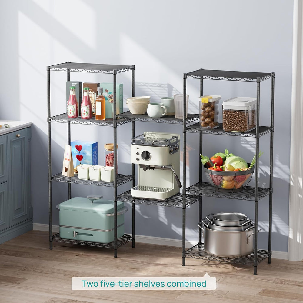 5 Metal Shelves Wire Shelving Storage Shelf Adjustable Unit Pantry