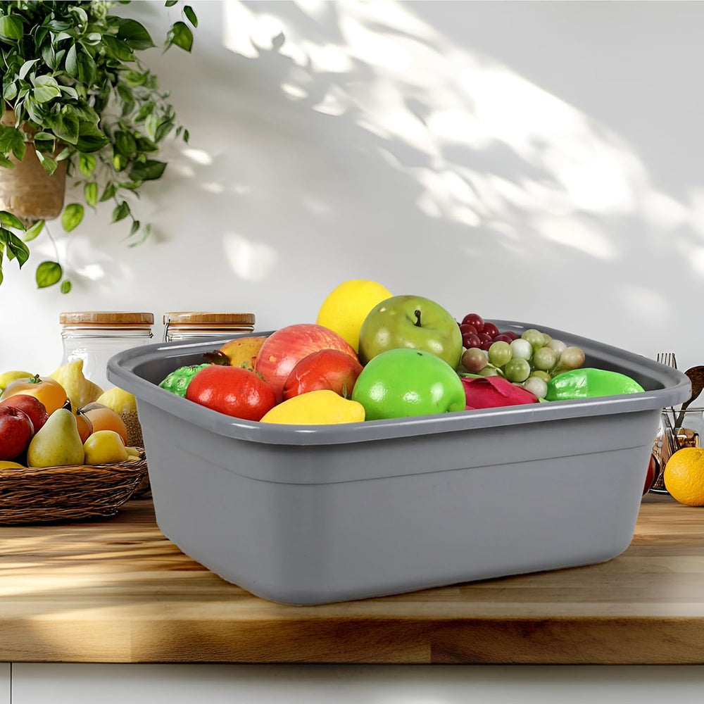 18 Quart Dish Pan, Gray Plastic Tubs, Set of 3