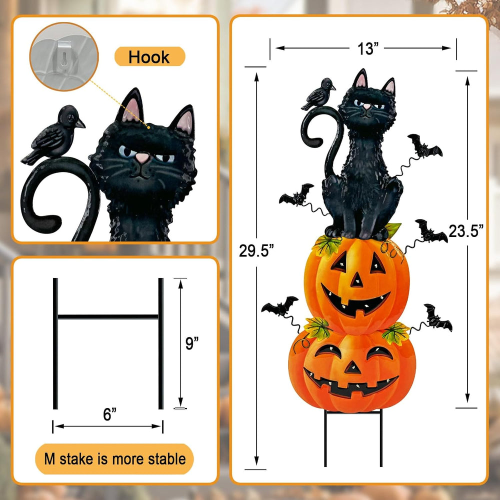 Halloween Decorations Outdoor,Battery Operated Cat Lighted Timer Yard Decor