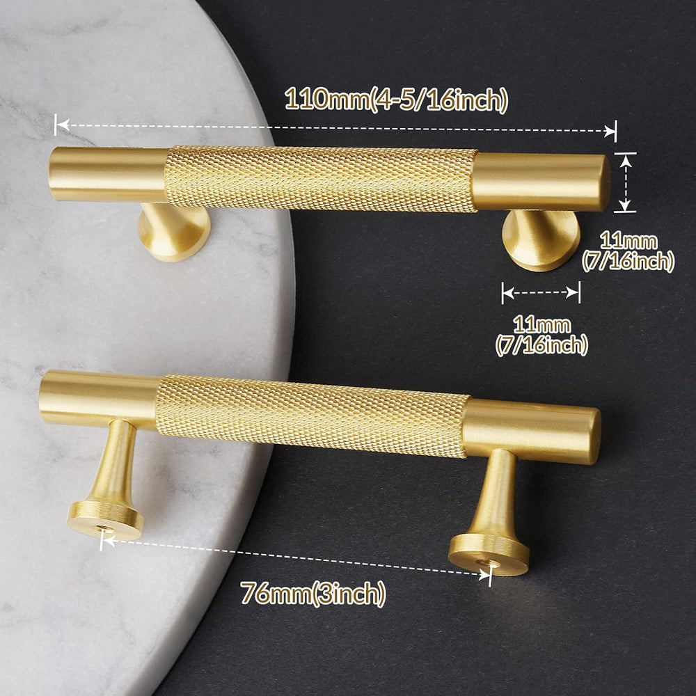 RZDEAL 5 Pack Solid Brass Cabinet Pulls Gold Kitchen Cabinet Handles Drawer P...