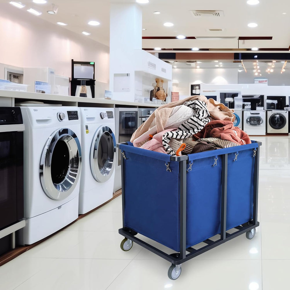 Commercial Laundry Cart with Wheels,400L Blue