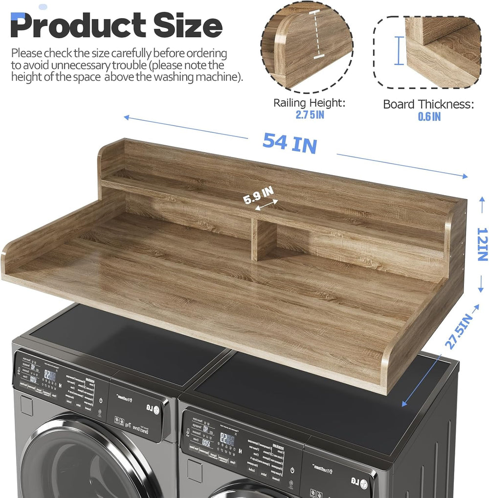 2-Tier Washer and Dryer Countertop with 2.75" H Guard,54" W x 27.5&...