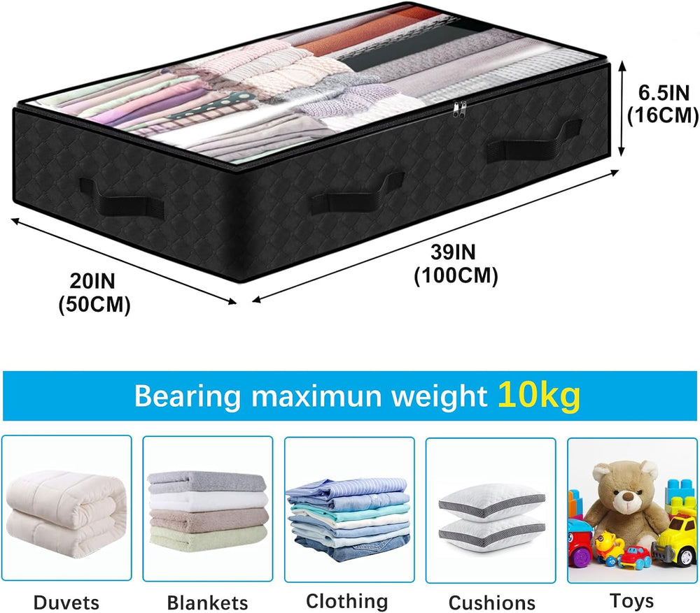 BiCINE 90L Under Bed Storage Containers, 6 Pack Foldable Closet Organizers an...