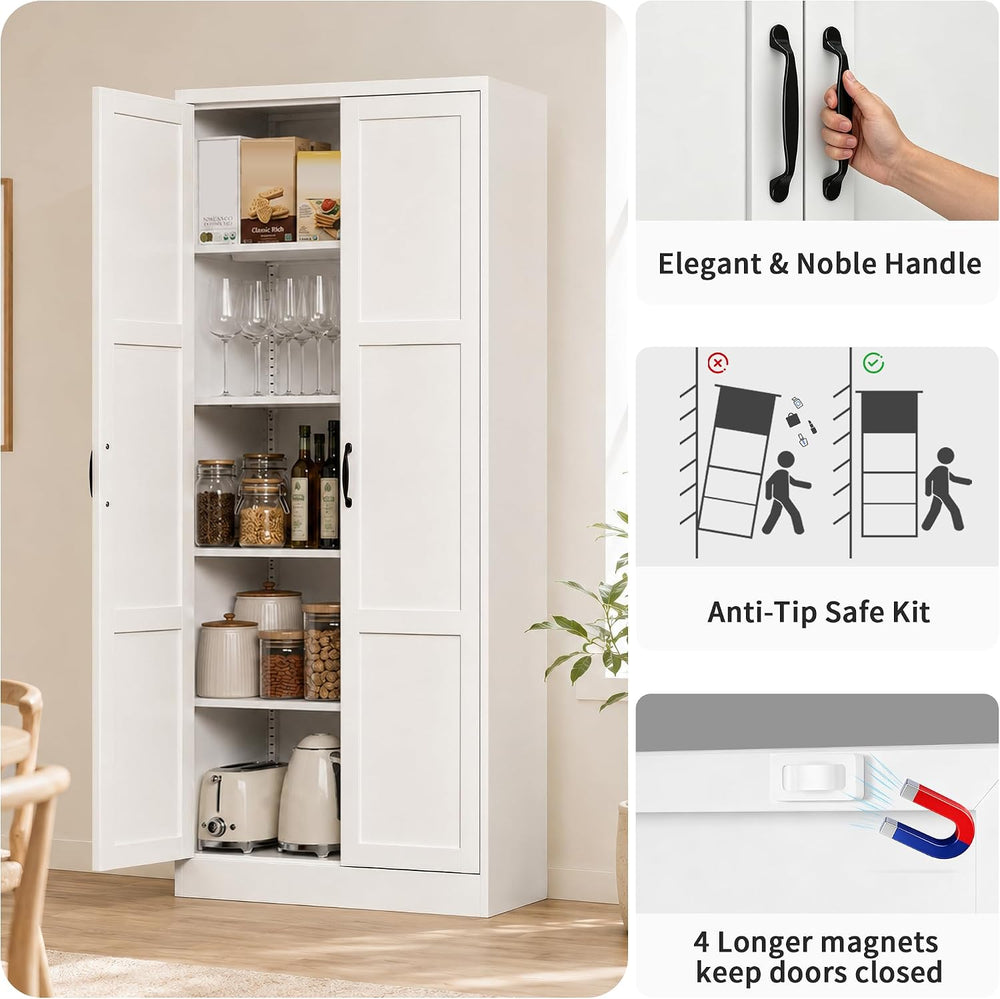 71” Metal Kitchen Pantry Storage Cabinet with Adjustable Shelves