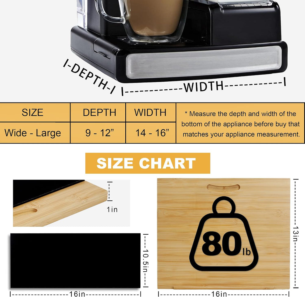 MinBoo Bamboo Appliance Slider,Sliding Tray for Coffee Maker, Kitchen Counter...