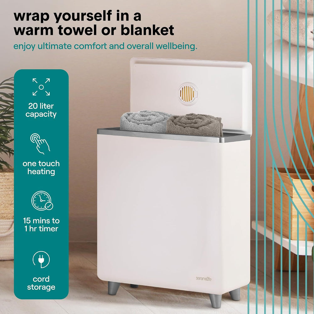 SereneLife Luxury Rectangle Towel Warmer - Spa & Bathroom Heater with Cus...