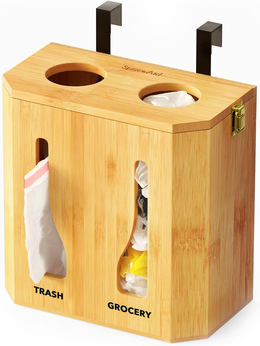 SpaceAid Bamboo 2 in 1 Garbage Bag Roll Holder & Dispenser, Under Sink Or...