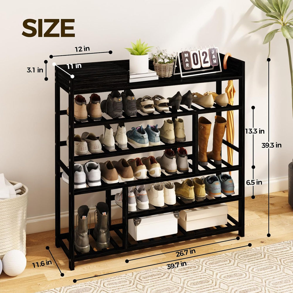 Bamworld Shoe Rack for Front Door Entrance Bamboo Shoe Organizer with Storage...