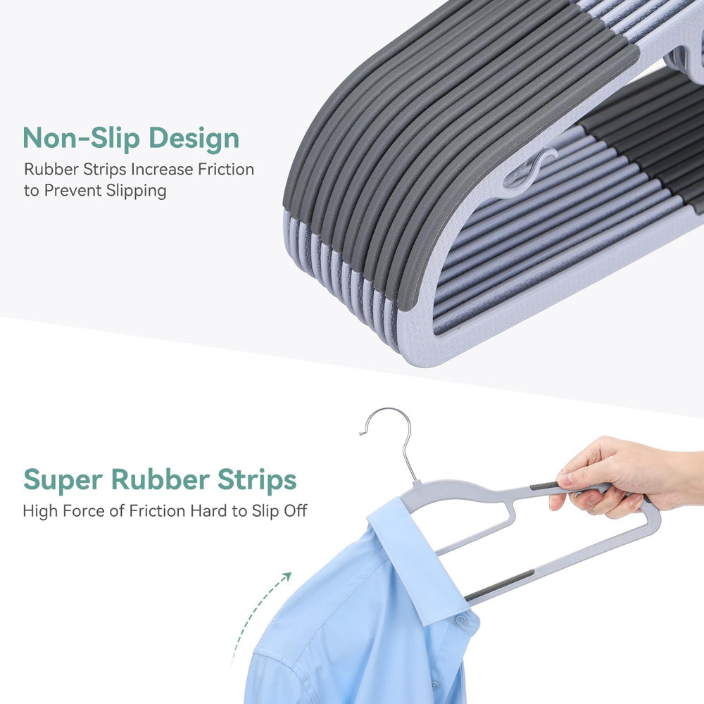 Heavy Duty Plastic Hangers 50 Pack, Non Slip Clothes Hangers with Rubber Pads...
