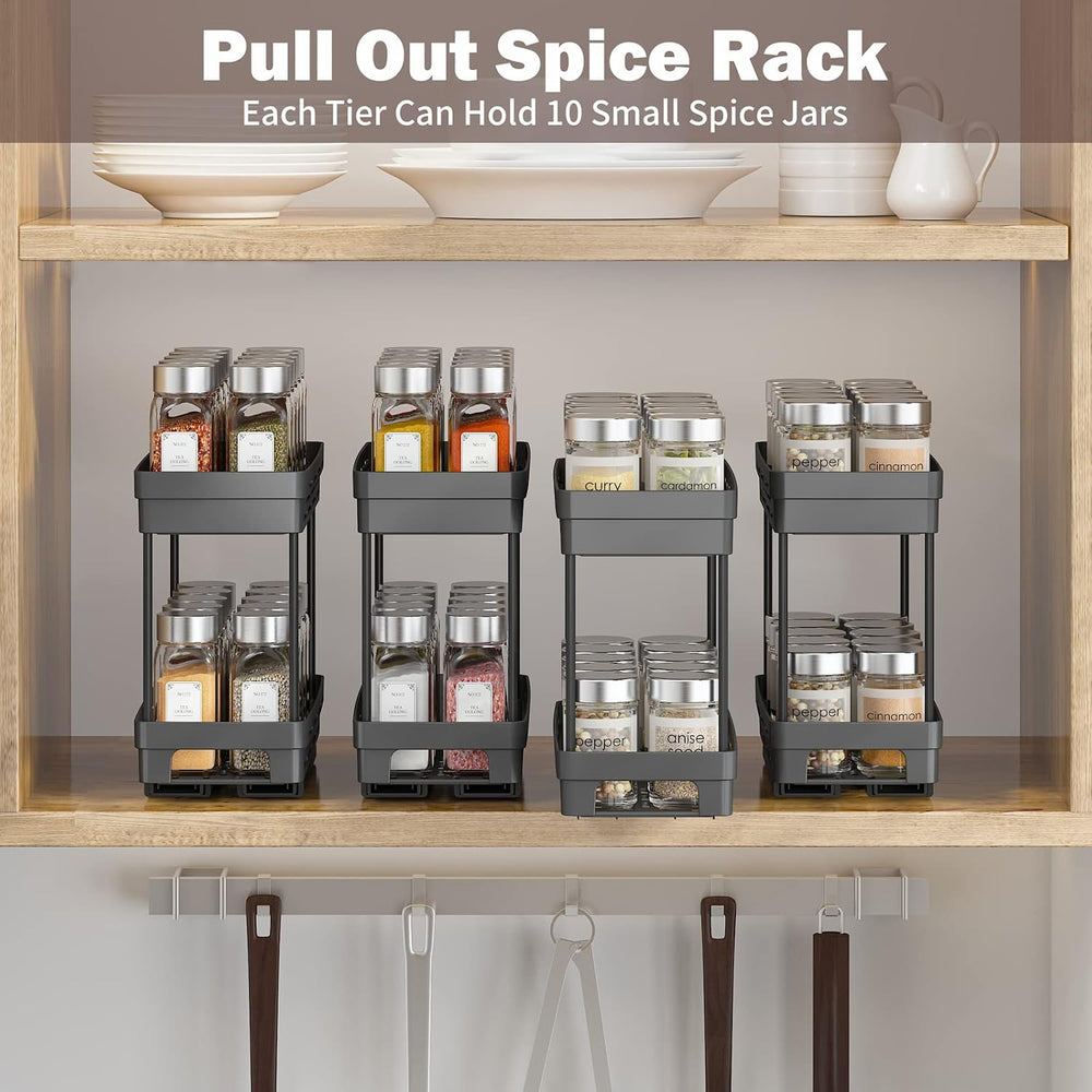 Pull Out Spice Rack Organizer for Cabinet, 3 Packs Slide Out Spice Racks Orga...