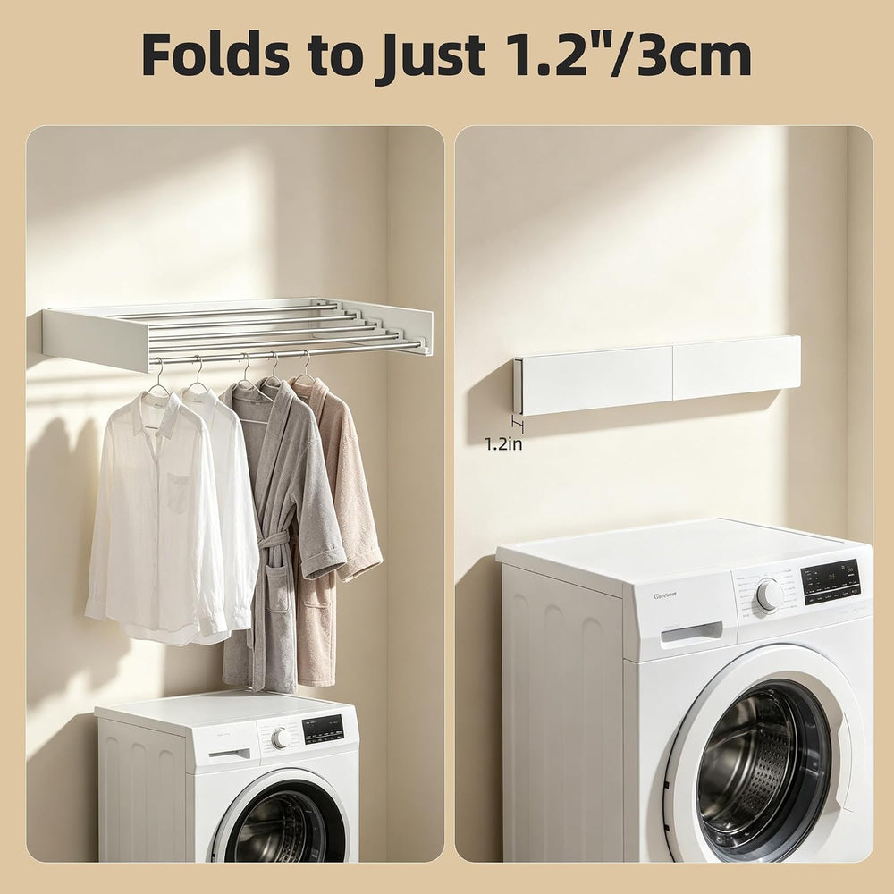 Wall Mounted Drying Rack 32" Foldable Space Saving for Laundry Room