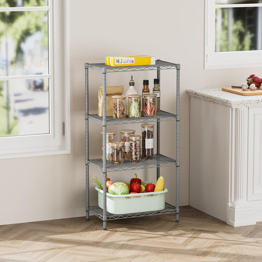 4 Metal Shelves Wire Shelving Storage Shelf Adjustable Unit Pantry
