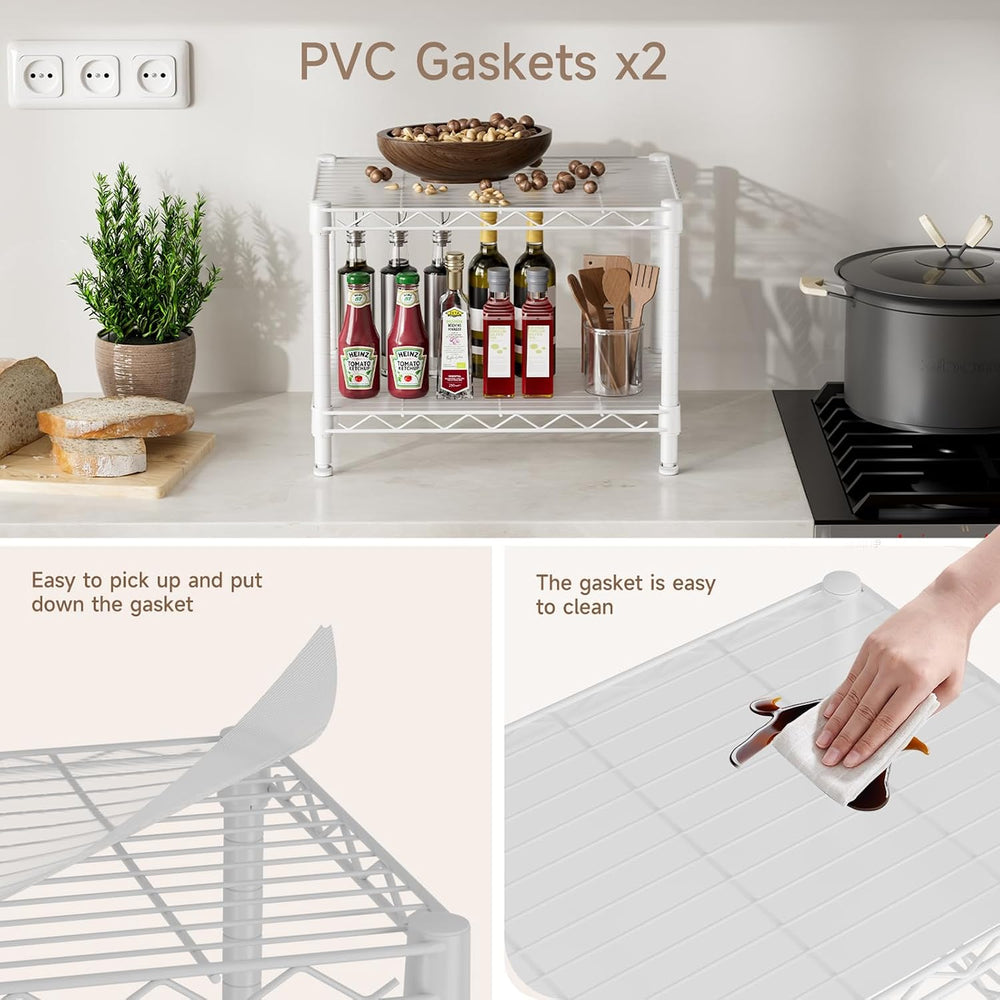 Golpart Small 2 Tier Shelves Storage Wire Shelving Unit Metal Shelf Gasket