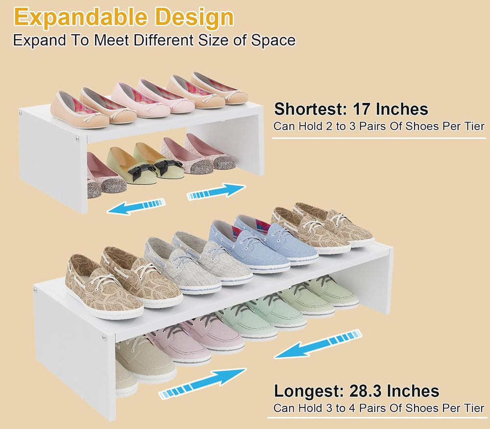 3 Pack Expandable 1 Tier Shoe Rack for Shoe Cabinet/Closet/Entryway