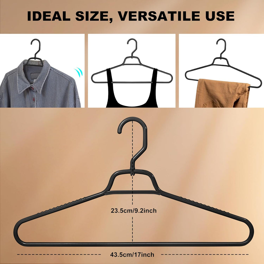 Quality Hangers Heavy Duty Black Plastic Hangers 40-Pack with Swivel Hook | 7...