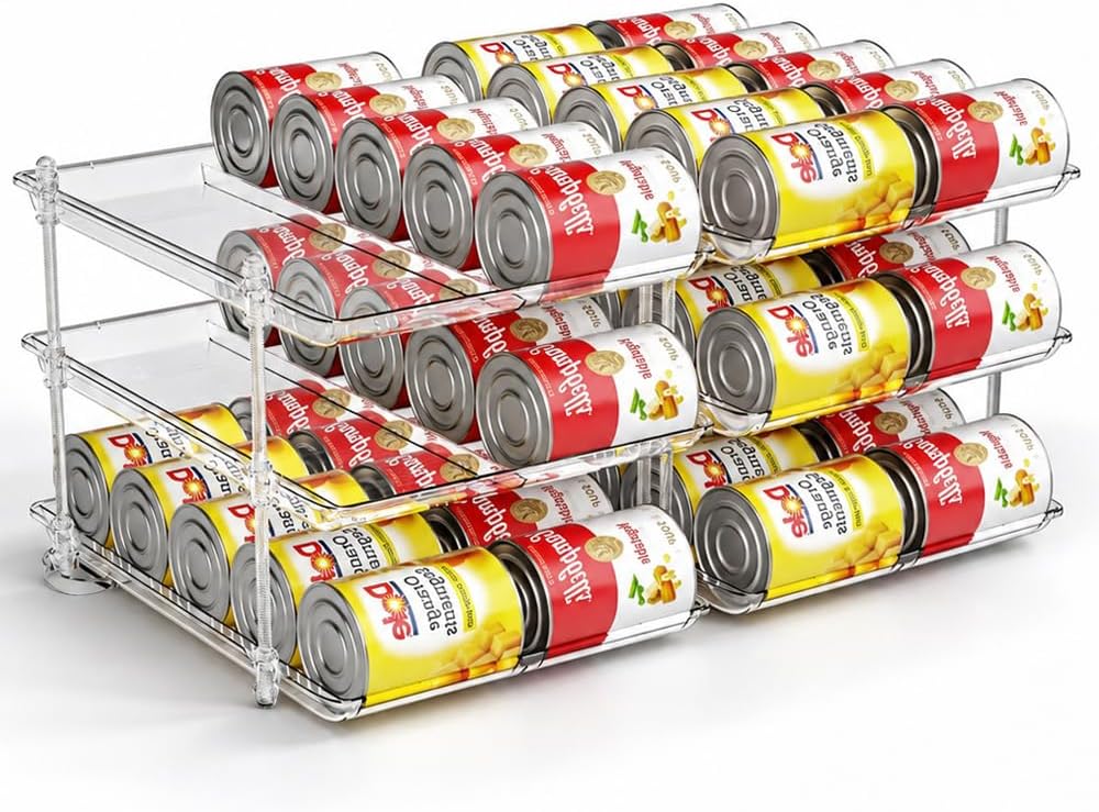 Sotfamily Canned Food Organizer for Pantry, 2 Pack Holds 60 16oz Cans