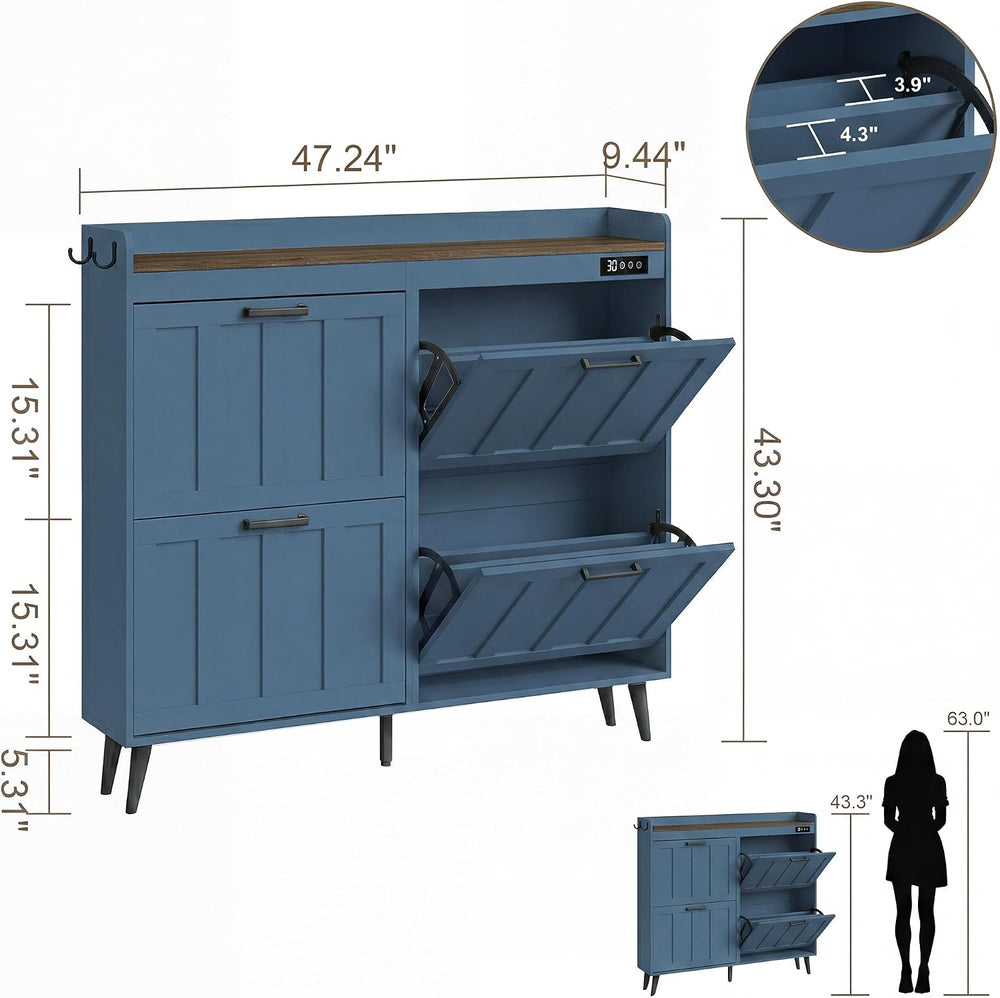 ChooChoo Shoe Storage Cabinet with 4 Flip Drawers and Deodorizer