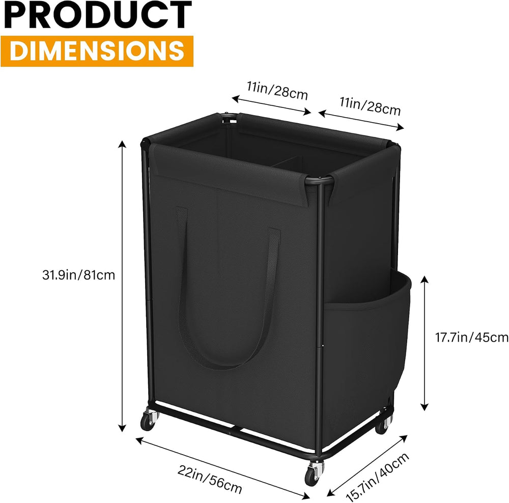 Homeiju 2-Section 180L Large Laundry Hamper with Wheels, Rolling Laundry Bask...