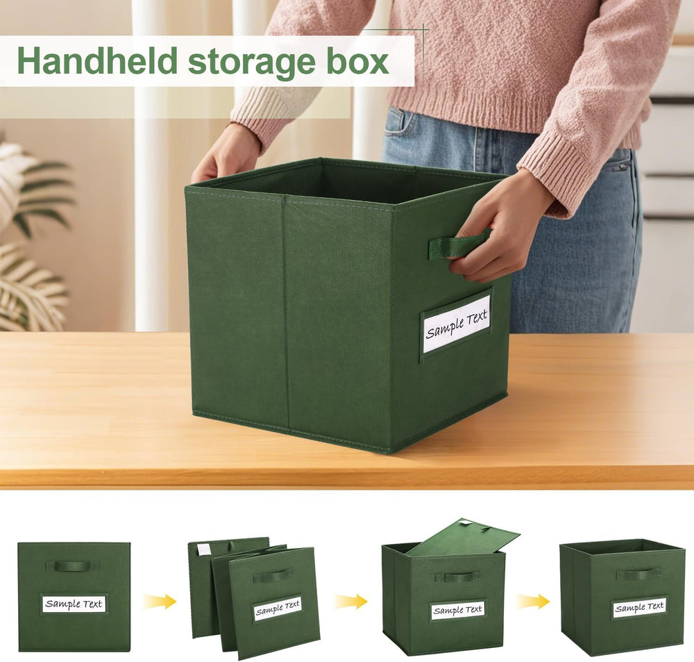 11x11 storage cube bins (Set of 10) Foldable Fabric storage cubes with 10 Lab...
