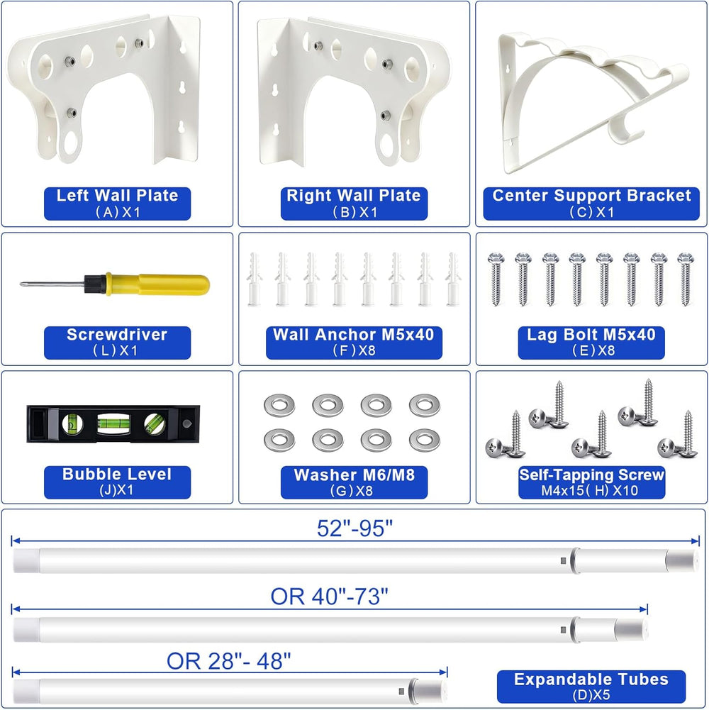 Closet Shelf with Hanging Rod, 28-48'' Expandable Closet Rod with Shelf