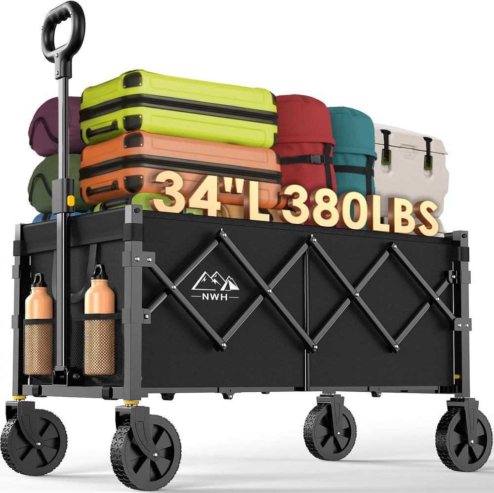 NWH 34'' Extra Long Collapsible Wagon, 380lbs Large Capacity Folding ...