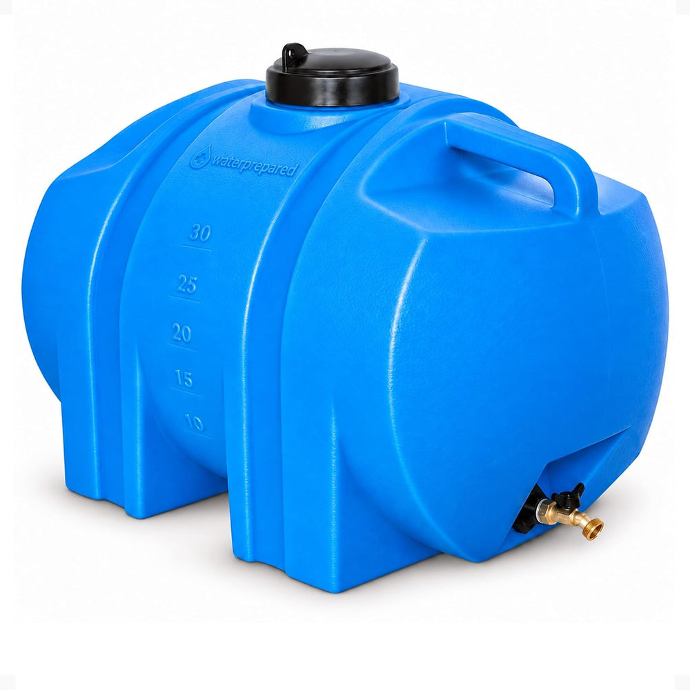 WaterPrepared 35 Gallon Portable Utility Water Tank, Blue