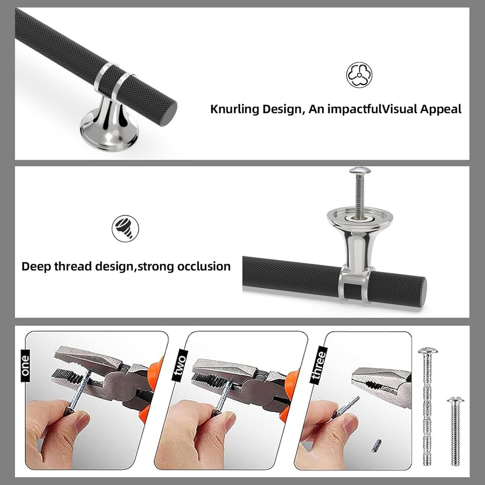 10 Pack 5 Inch Black and Polished Chrome Cabinet Handles