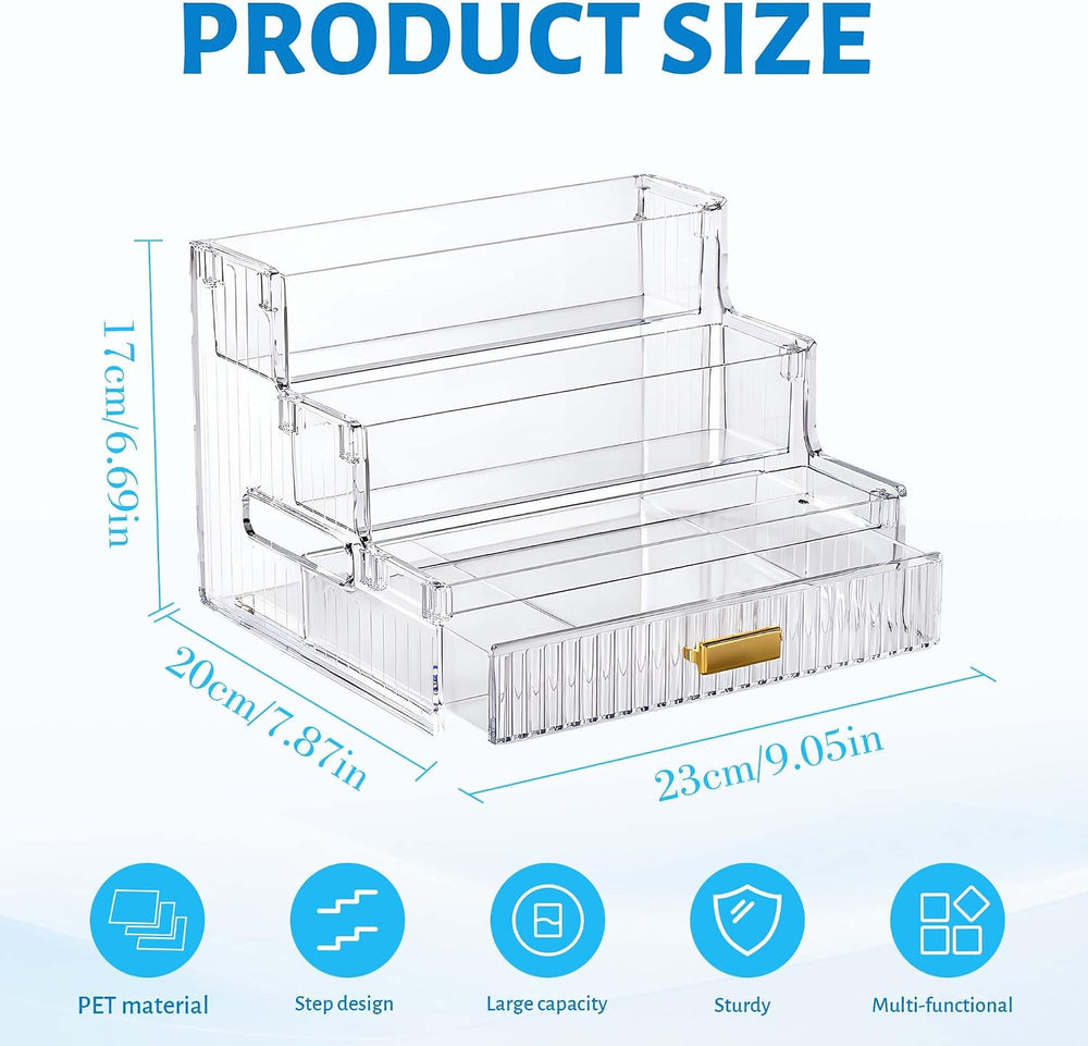 3-Tier Vitamin Storage Organizer with Drawers Organizer For Medicine Bottle